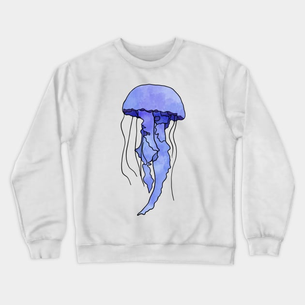 Jellyfish Watercolor Ilustration Crewneck Sweatshirt by murialbezanson